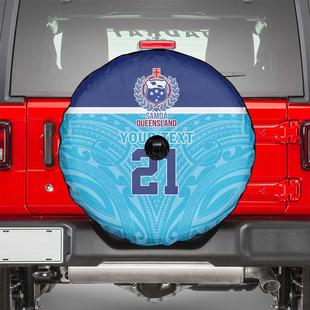 Queensland Samoa Custom Spare Tire Cover Blue Pacific Polynesian Tribal Pattern LT9 - Polynesian Pride