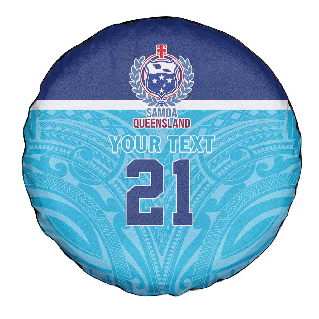 Queensland Samoa Custom Spare Tire Cover Blue Pacific Polynesian Tribal Pattern LT9 - Polynesian Pride