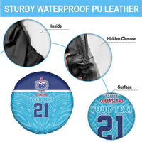 Queensland Samoa Custom Spare Tire Cover Blue Pacific Polynesian Tribal Pattern LT9 - Polynesian Pride