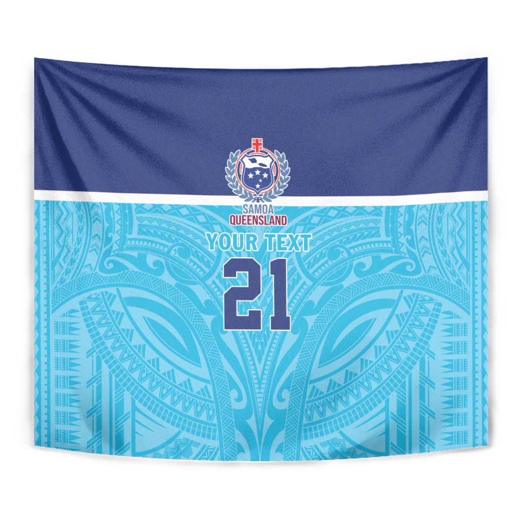 Queensland Samoa Custom Tapestry Blue Pacific Polynesian Tribal Pattern