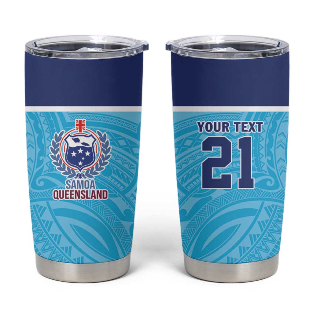 Queensland Samoa Custom Tumbler Cup Blue Pacific Polynesian Tribal Pattern LT9 Blue - Polynesian Pride