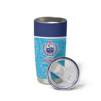 Queensland Samoa Custom Tumbler Cup Blue Pacific Polynesian Tribal Pattern LT9 - Polynesian Pride