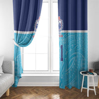 Queensland Samoa Custom Window Curtain Blue Pacific Polynesian Tribal Pattern