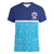 Queensland Samoa Custom Women V-Neck T-Shirt Blue Pacific Polynesian Tribal Pattern