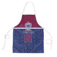 Queensland Samoa Custom Apron Maroon-Blue Pacific Polynesian Tribal Pattern - Polynesian Pride