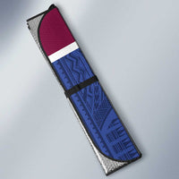 Queensland Samoa Custom Auto Sun Shade Maroon-Blue Pacific Polynesian Tribal Pattern - Polynesian Pride