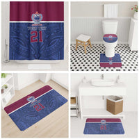 Queensland Samoa Custom Bathroom Set Maroon-Blue Pacific Polynesian Tribal Pattern - Polynesian Pride