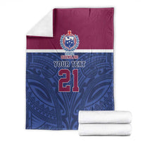 Queensland Samoa Custom Blanket Maroon-Blue Pacific Polynesian Tribal Pattern