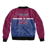 Queensland Samoa Custom Bomber Jacket Maroon-Blue Pacific Polynesian Tribal Pattern LT9 - Polynesian Pride