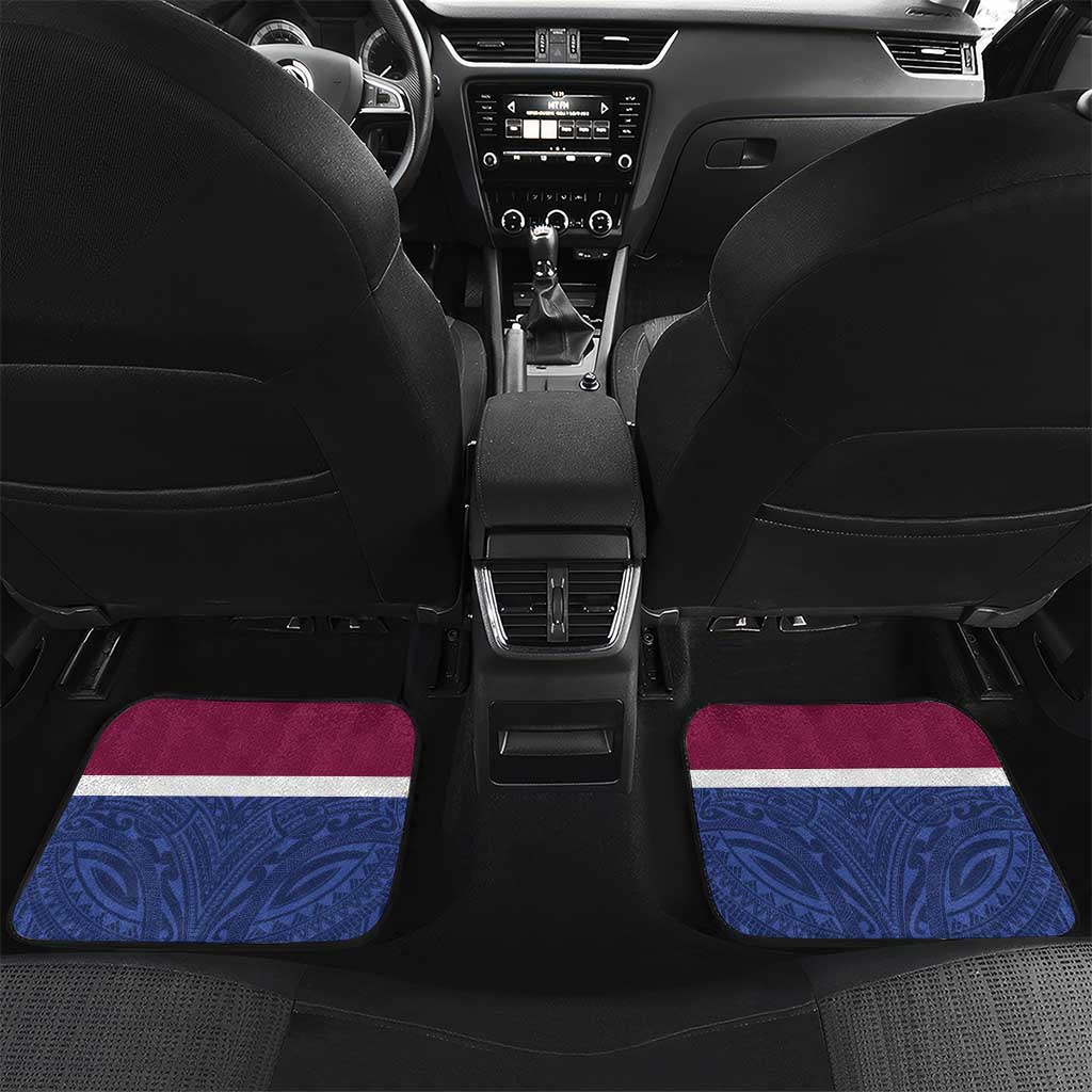 Queensland Samoa Custom Car Mats Maroon-Blue Pacific Polynesian Tribal Pattern