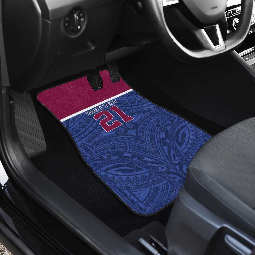 Queensland Samoa Custom Car Mats Maroon-Blue Pacific Polynesian Tribal Pattern