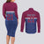 Queensland Samoa Custom Couples Matching Long Sleeve Bodycon Dress and Long Sleeve Button Shirt Maroon-Blue Pacific Polynesian Tribal Pattern