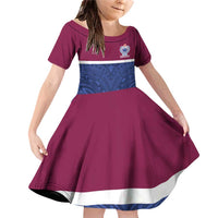 Queensland Samoa Custom Family Matching Off Shoulder Short Dress and Hawaiian Shirt Maroon-Blue Pacific Polynesian Tribal Pattern