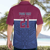 Queensland Samoa Custom Hawaiian Shirt Maroon-Blue Pacific Polynesian Tribal Pattern