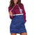 Queensland Samoa Custom Hoodie Dress Maroon-Blue Pacific Polynesian Tribal Pattern