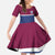 Queensland Samoa Custom Kid Short Sleeve Dress Maroon-Blue Pacific Polynesian Tribal Pattern
