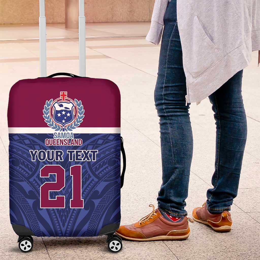 Queensland Samoa Custom Luggage Cover Maroon-Blue Pacific Polynesian Tribal Pattern LT9 Dark Blue - Polynesian Pride