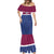Queensland Samoa Custom Mermaid Dress Maroon-Blue Pacific Polynesian Tribal Pattern