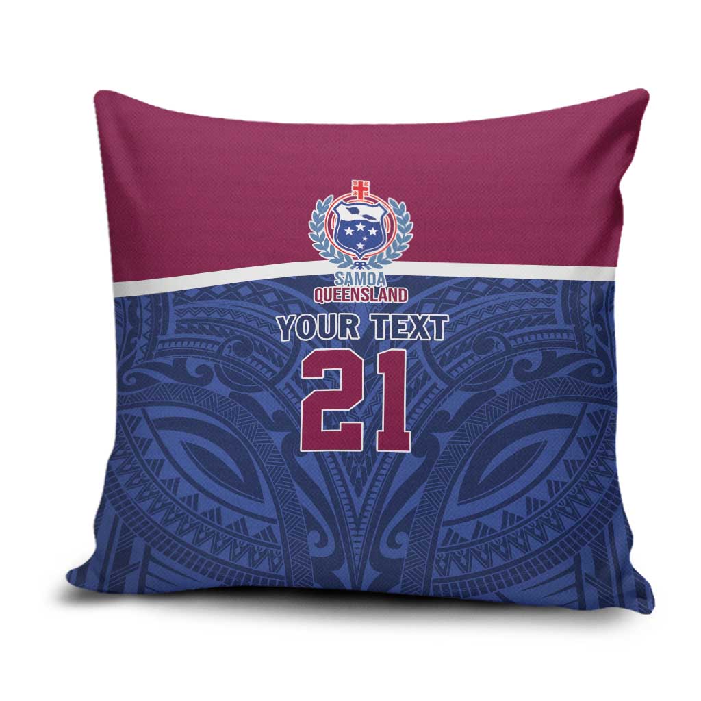 Queensland Samoa Custom Pillow Cover Maroon-Blue Pacific Polynesian Tribal Pattern - Polynesian Pride