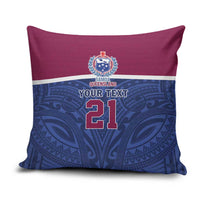 Queensland Samoa Custom Pillow Cover Maroon-Blue Pacific Polynesian Tribal Pattern - Polynesian Pride