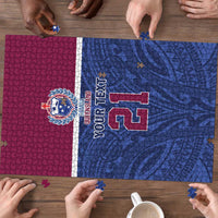 Queensland Samoa Custom Puzzle Maroon-Blue Pacific Polynesian Tribal Pattern - Polynesian Pride