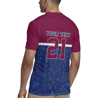 Queensland Samoa Custom Rugby Jersey Maroon-Blue Pacific Polynesian Tribal Pattern