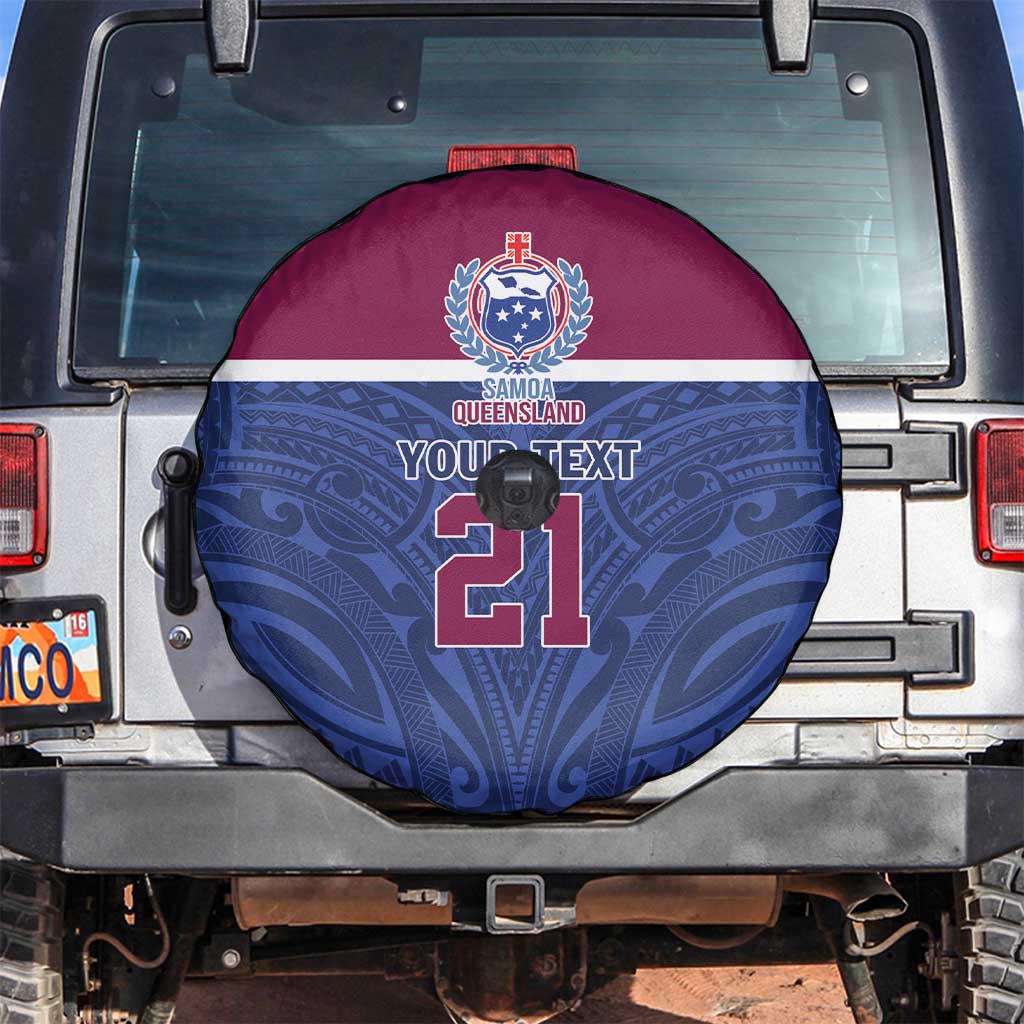 Queensland Samoa Custom Spare Tire Cover Maroon-Blue Pacific Polynesian Tribal Pattern LT9 Dark Blue - Polynesian Pride