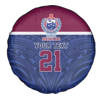 Queensland Samoa Custom Spare Tire Cover Maroon-Blue Pacific Polynesian Tribal Pattern LT9 - Polynesian Pride