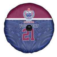 Queensland Samoa Custom Spare Tire Cover Maroon-Blue Pacific Polynesian Tribal Pattern LT9 - Polynesian Pride
