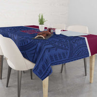 Queensland Samoa Custom Tablecloth Maroon-Blue Pacific Polynesian Tribal Pattern