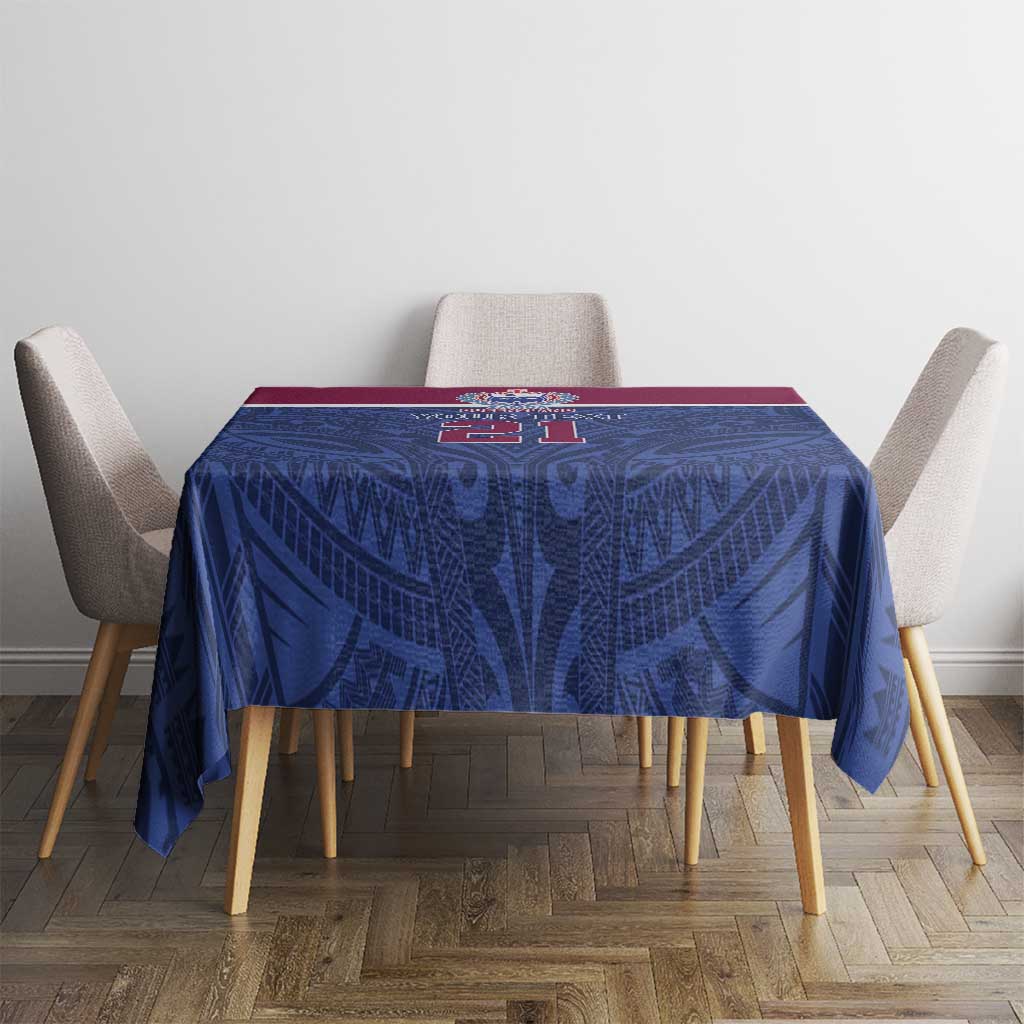 Queensland Samoa Custom Tablecloth Maroon-Blue Pacific Polynesian Tribal Pattern