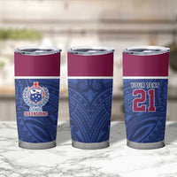 Queensland Samoa Custom Tumbler Cup Maroon-Blue Pacific Polynesian Tribal Pattern LT9 - Polynesian Pride