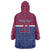 Queensland Samoa Custom Wearable Blanket Hoodie Maroon-Blue Pacific Polynesian Tribal Pattern