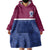 Queensland Samoa Custom Wearable Blanket Hoodie Maroon-Blue Pacific Polynesian Tribal Pattern