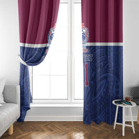 Queensland Samoa Custom Window Curtain Maroon-Blue Pacific Polynesian Tribal Pattern