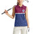 Queensland Samoa Custom Women Sleeveless Polo Shirt Maroon-Blue Pacific Polynesian Tribal Pattern