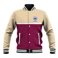 Queensland Samoa Custom Baseball Jacket Maroon Pacific Polynesian Tribal Pattern