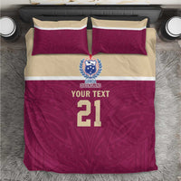 Queensland Samoa Custom Bedding Set Maroon Pacific Polynesian Tribal Pattern