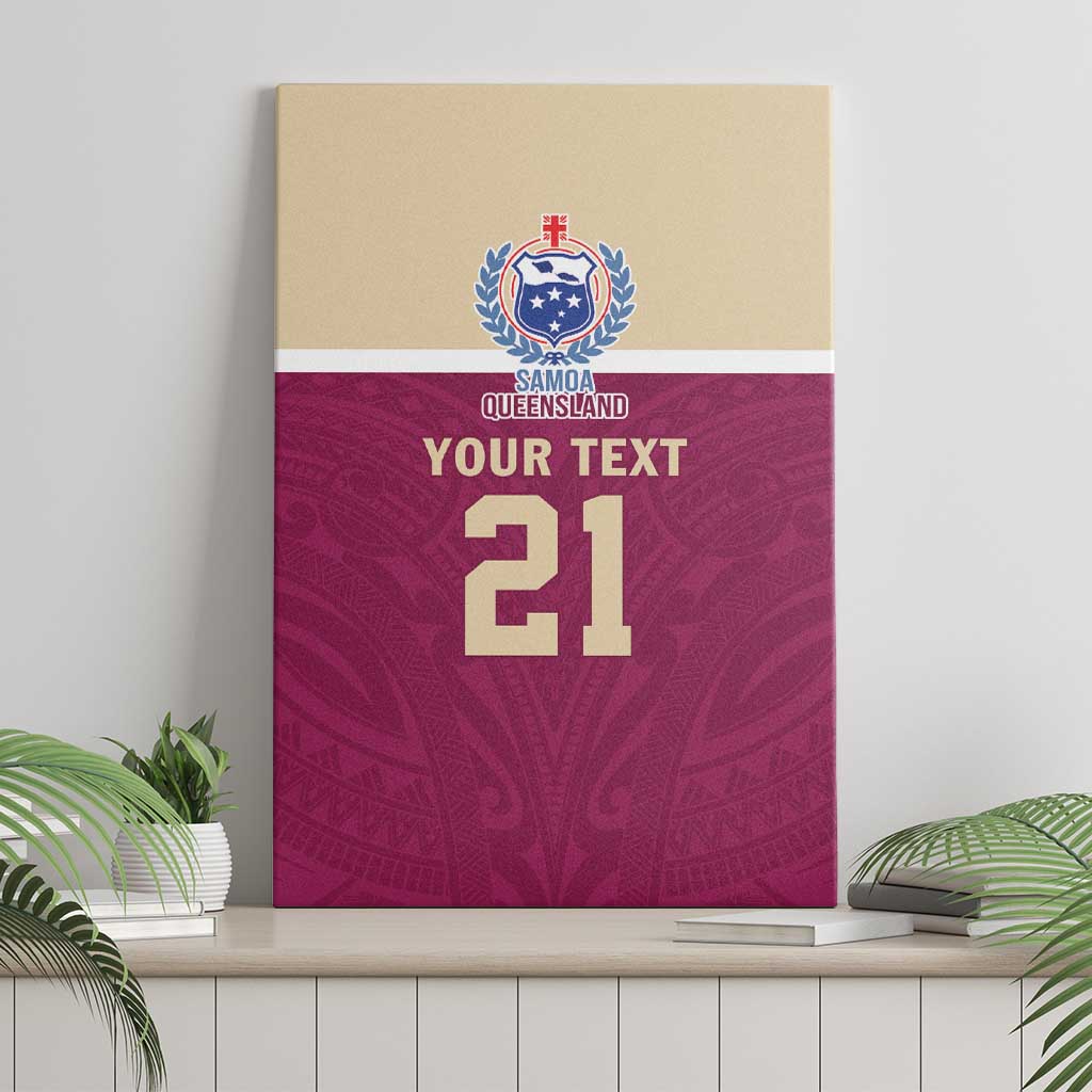 Queensland Samoa Custom Canvas Wall Art Maroon Pacific Polynesian Tribal Pattern