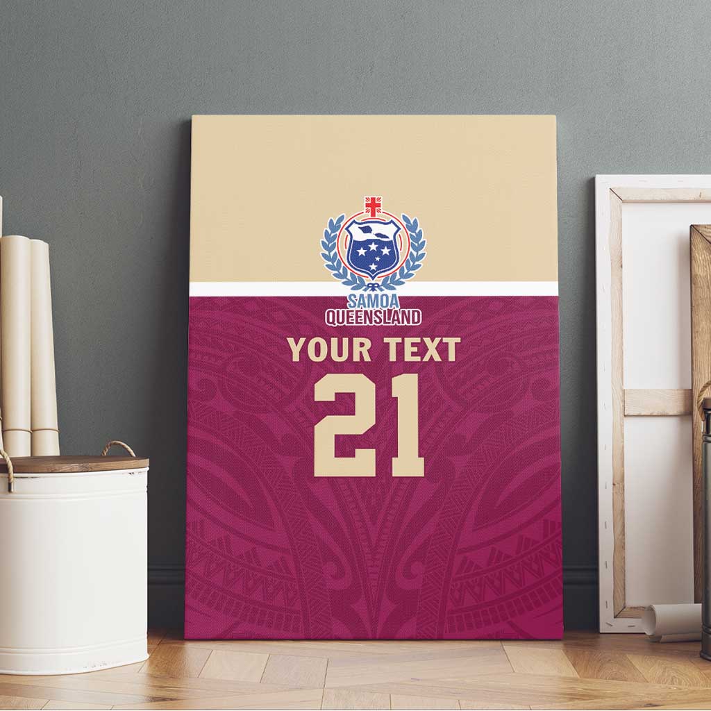 Queensland Samoa Custom Canvas Wall Art Maroon Pacific Polynesian Tribal Pattern