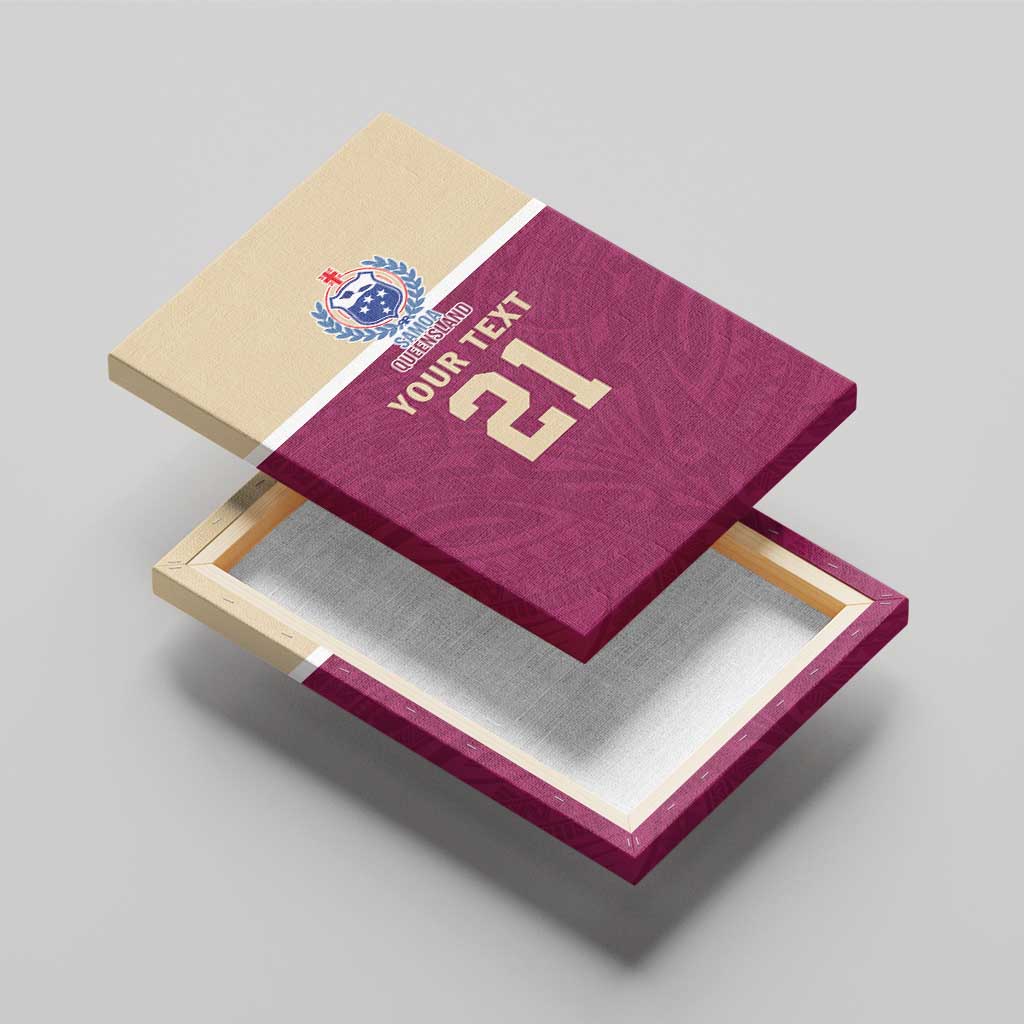 Queensland Samoa Custom Canvas Wall Art Maroon Pacific Polynesian Tribal Pattern