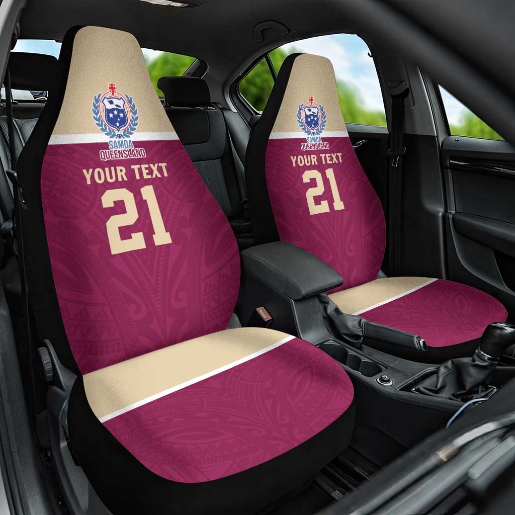 Queensland Samoa Custom Car Seat Cover Maroon Pacific Polynesian Tribal Pattern