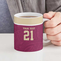 Queensland Samoa Custom Ceramic Mug Maroon Pacific Polynesian Tribal Pattern - Polynesian Pride