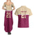 Queensland Samoa Custom Couples Matching Summer Maxi Dress and Hawaiian Shirt Maroon Pacific Polynesian Tribal Pattern