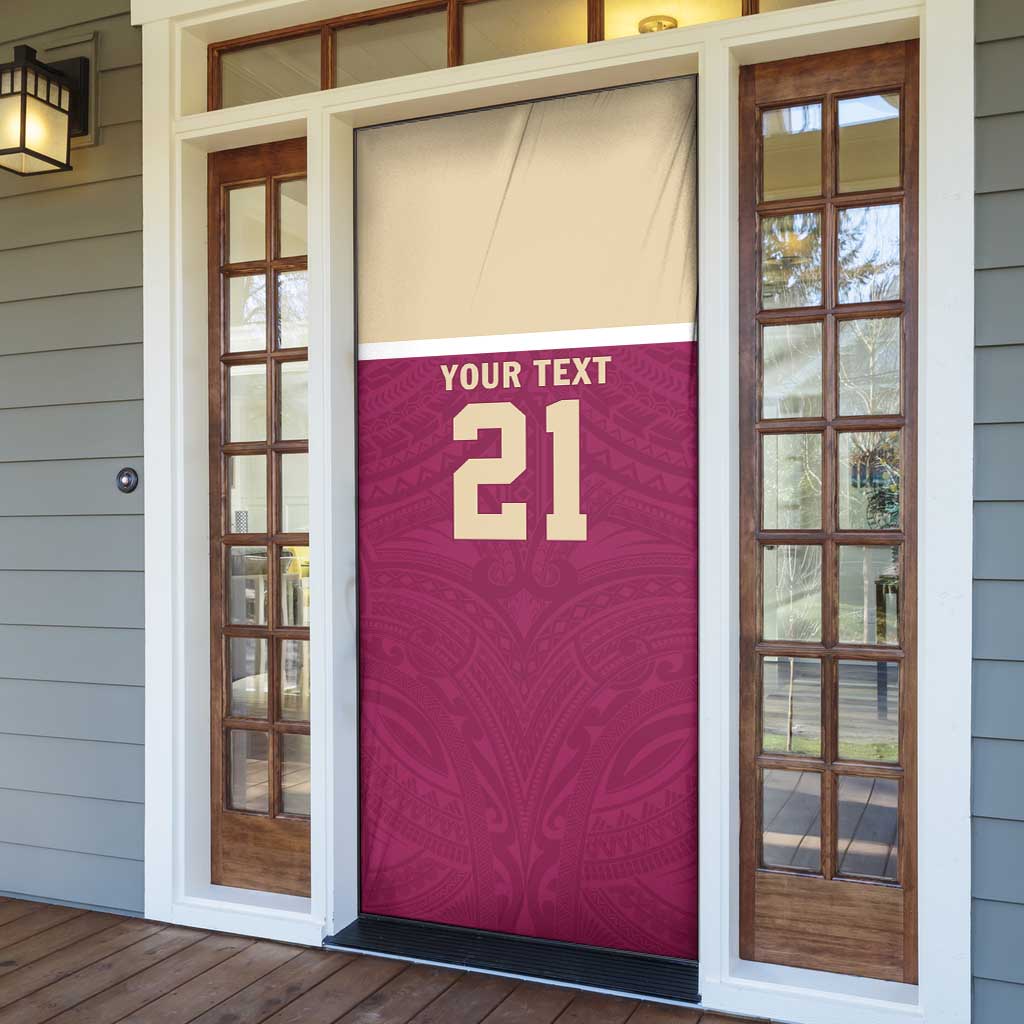 Queensland Samoa Custom Door Cover Maroon Pacific Polynesian Tribal Pattern - Polynesian Pride