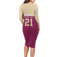 Queensland Samoa Custom Family Matching Long Sleeve Bodycon Dress and Hawaiian Shirt Maroon Pacific Polynesian Tribal Pattern