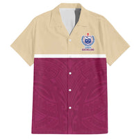 Queensland Samoa Custom Family Matching Off Shoulder Short Dress and Hawaiian Shirt Maroon Pacific Polynesian Tribal Pattern