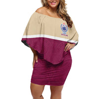 Queensland Samoa Custom Family Matching Off Shoulder Short Dress and Hawaiian Shirt Maroon Pacific Polynesian Tribal Pattern