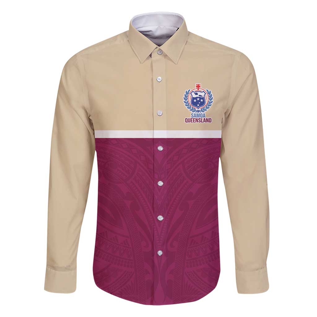 Queensland Samoa Custom Family Matching Tank Maxi Dress and Hawaiian Shirt Maroon Pacific Polynesian Tribal Pattern