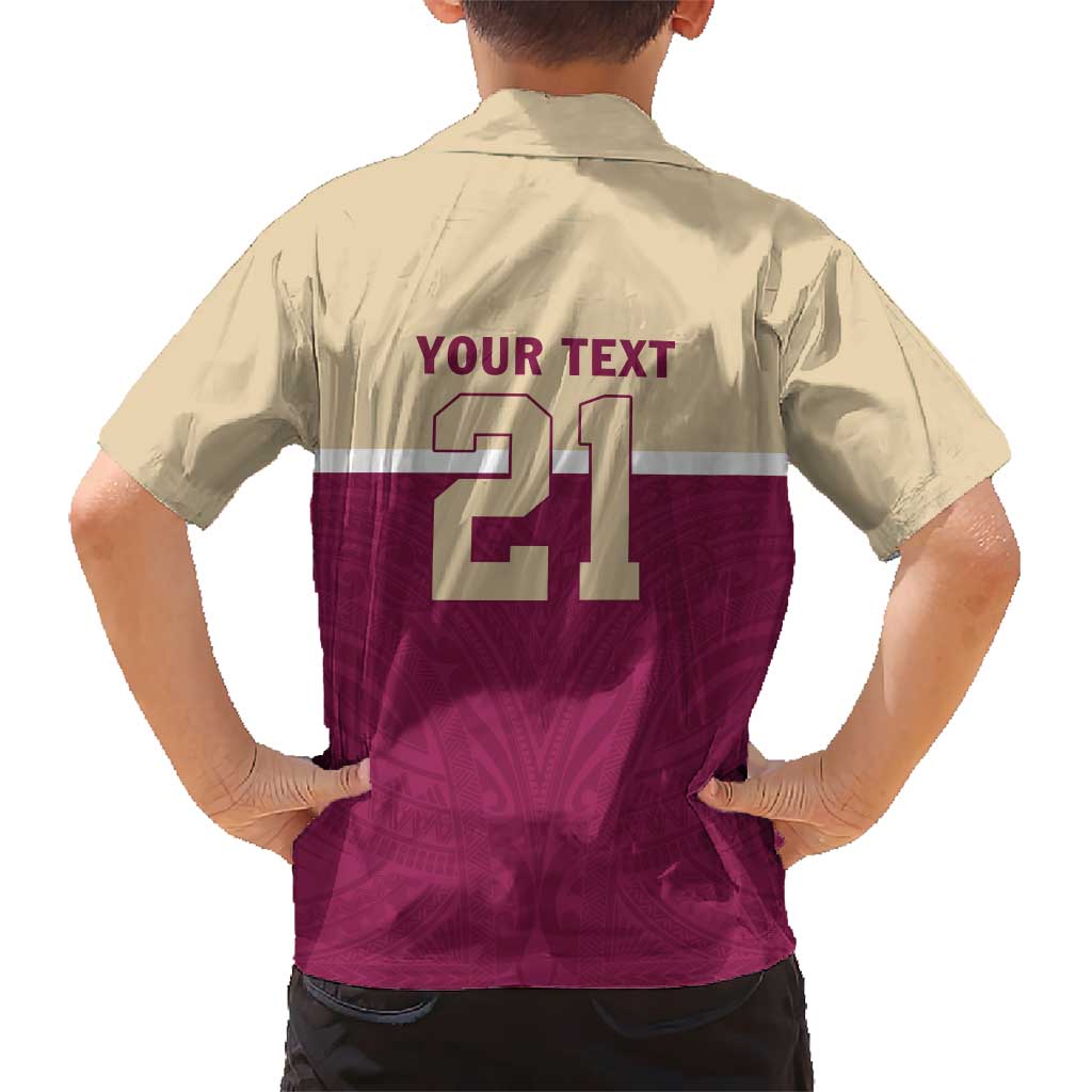 Queensland Samoa Custom Hawaiian Shirt Maroon Pacific Polynesian Tribal Pattern